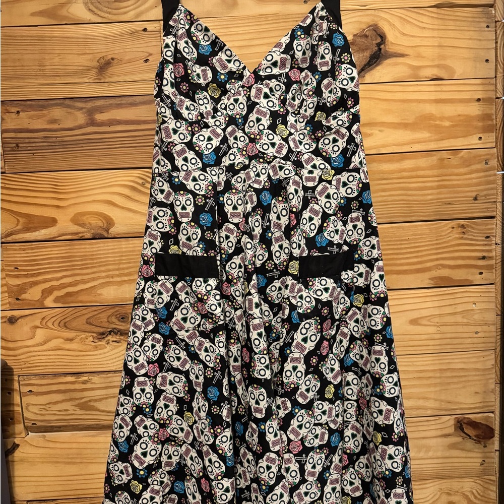Hell Bunny Sugar Skull Swing Dress – 3XL – Like New – Retro Rockabilly Goth